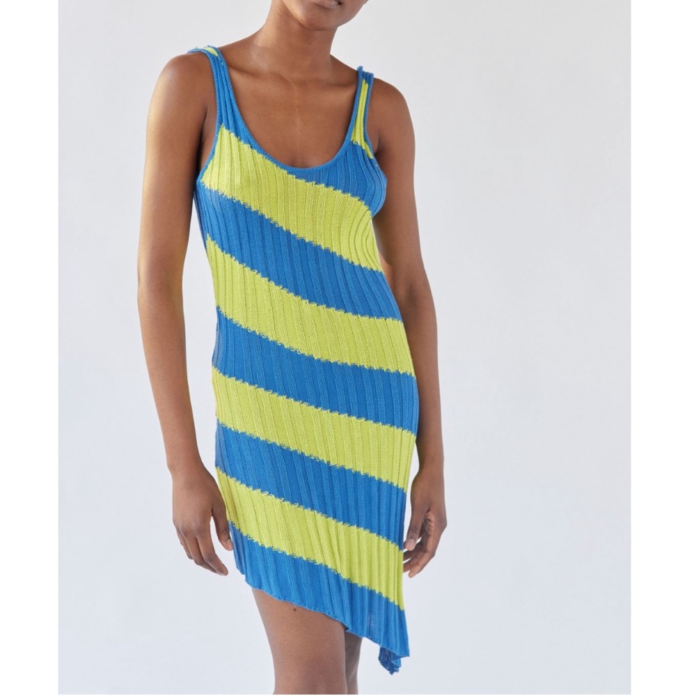 NWT UO Striped Knit Y2K 90s Topaz Knit Asymmetrical Dress